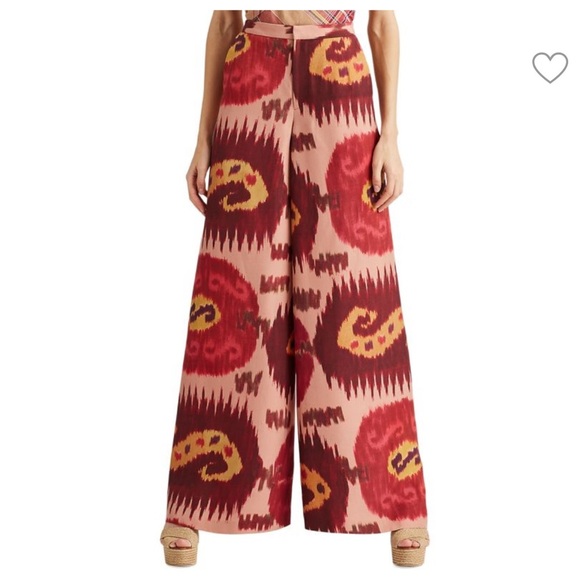 Ralph Lauren Collection Purple Label Elaine Ikat-Print Silk Pants Sheer Size 12 - Picture 1 of 15